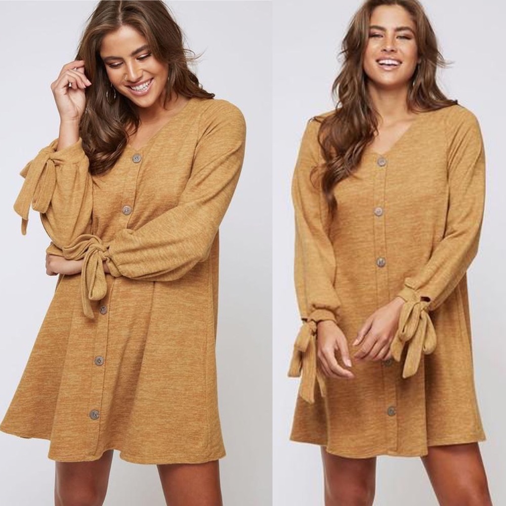 🎊HOST PICK 🎊 Mustard Button Down Knit Dress